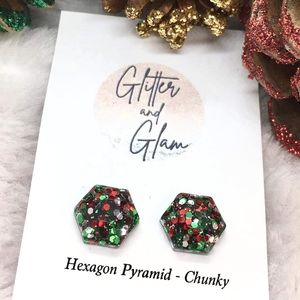 Christmas glitter stud earrings